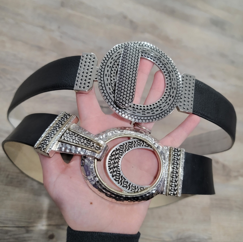 Leather Belts with Interlocking Buckles by Chico's, 2 Pieces
